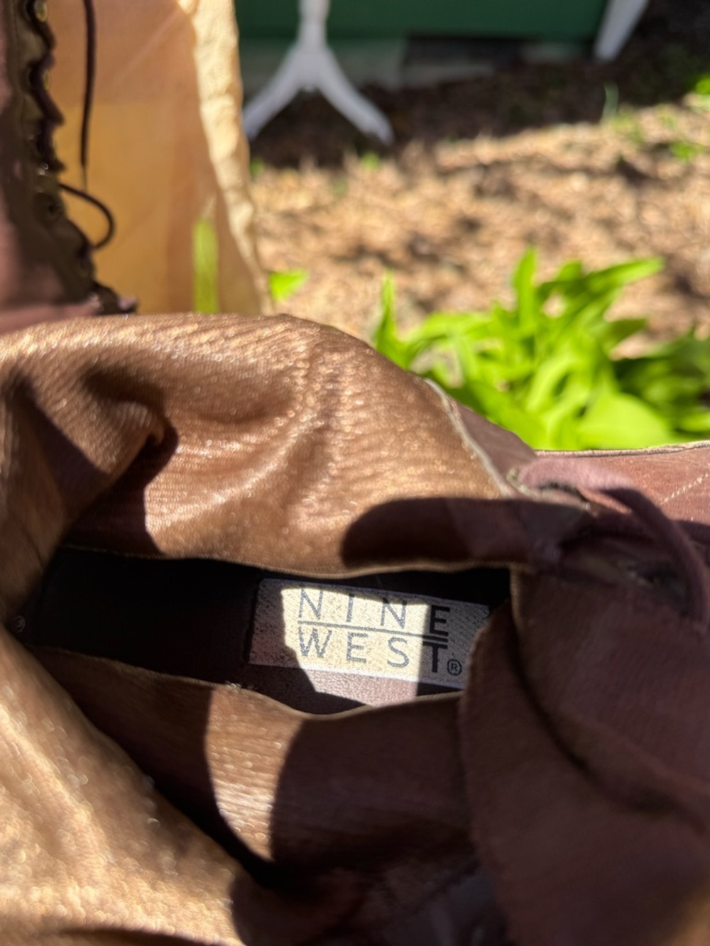 Nine West Brown Leather Lace Up Heeled Boots - Picture 12 of 16
